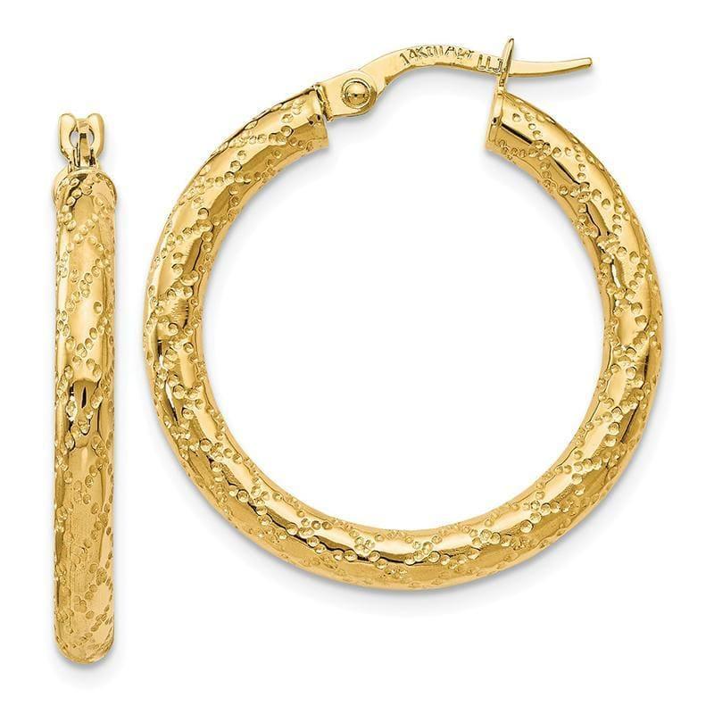 Leslies 14k Polished and Textured Hinged Hoop Earrings - Seattle Gold Grillz