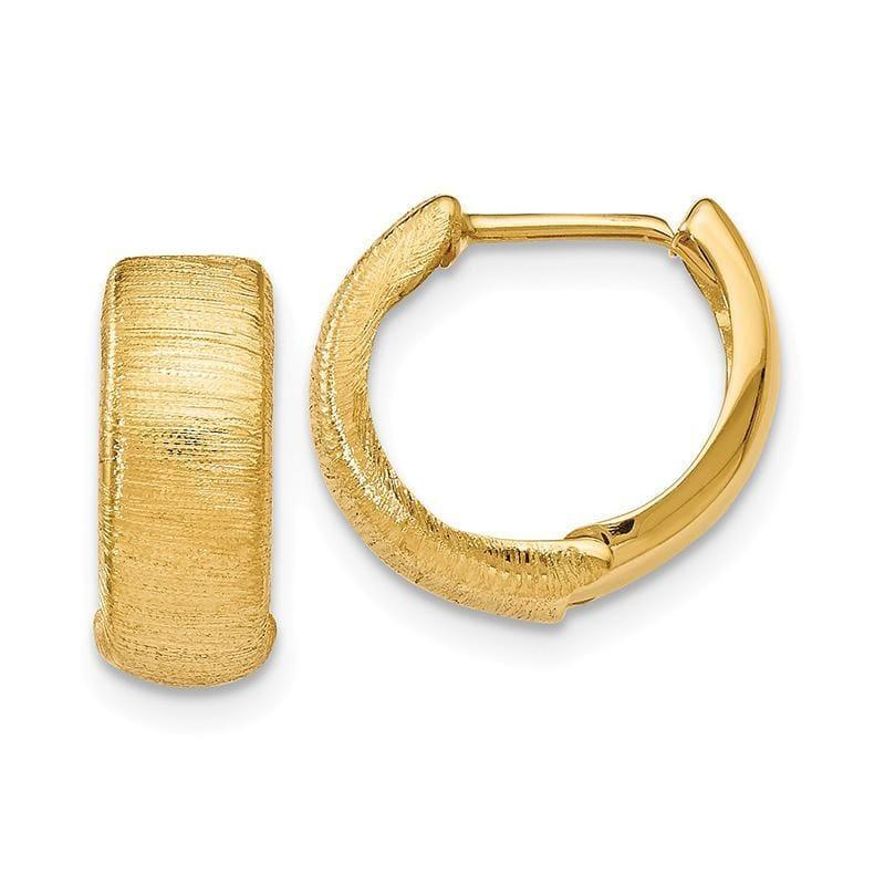Leslies 14k Polished and Textured Hinged Hoop Earrings - Seattle Gold Grillz
