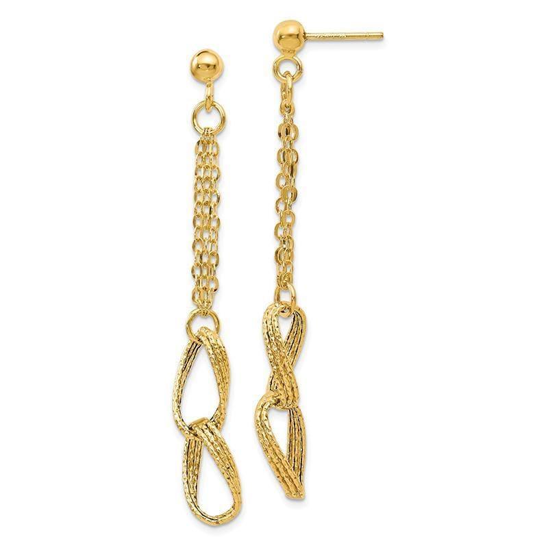 Leslies 14k Polished and Textured Post Dangle Earrings - Seattle Gold Grillz
