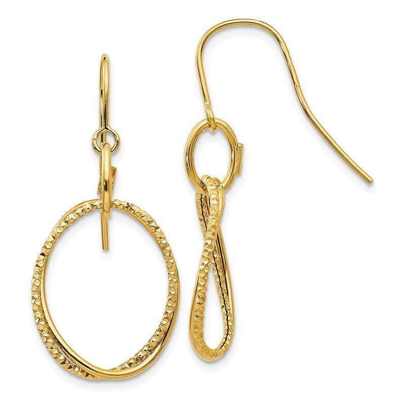 Leslies 14K Polished and Textured Shepherd Hook Earrings - Seattle Gold Grillz