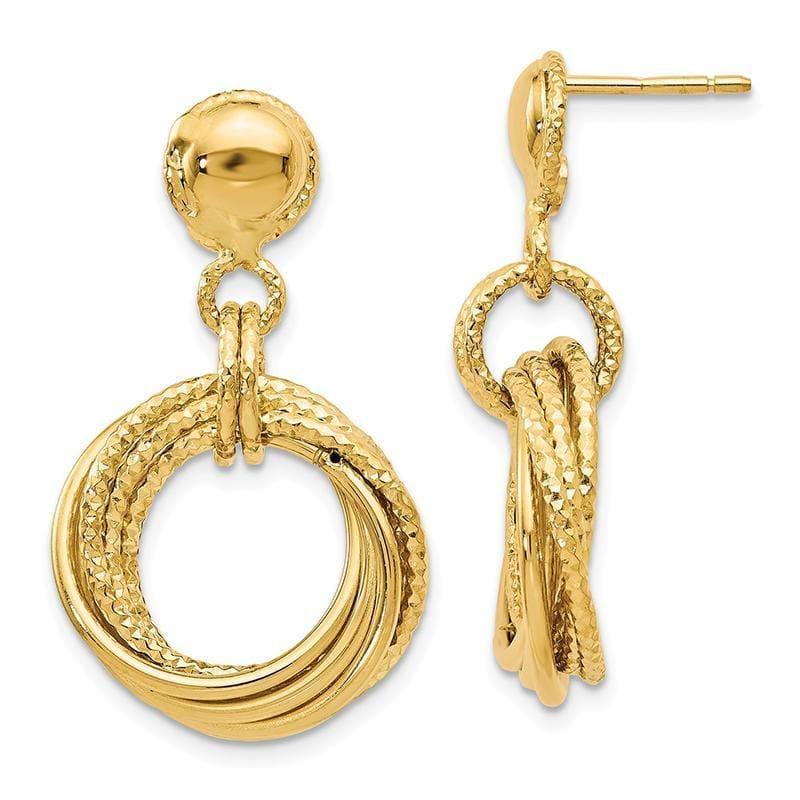 Leslies 14k Polished Diamond-cut Post Dangle Earrings - Seattle Gold Grillz