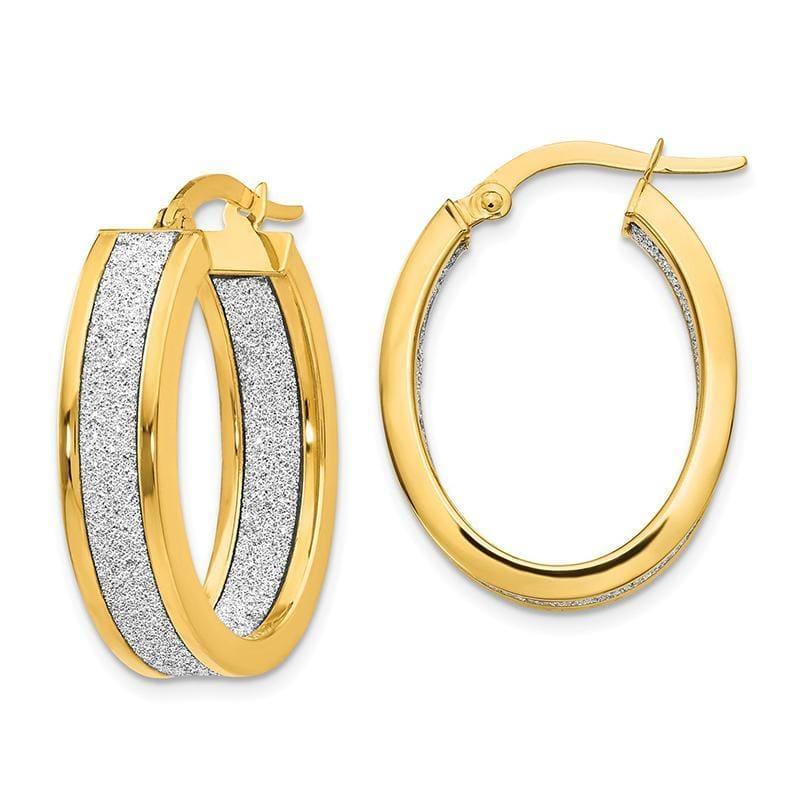 Leslies 14k Polished Glimmer Infused Oval Hoop Earrings - Seattle Gold Grillz