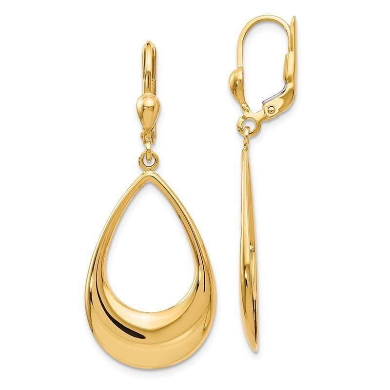 Leslies 14k Polished Teardrop Leverback Earrings - Seattle Gold Grillz
