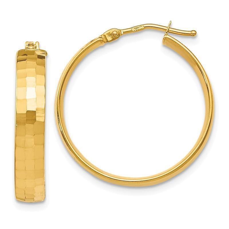 Leslies 14k Polished Textured Hoop Earrings - Seattle Gold Grillz