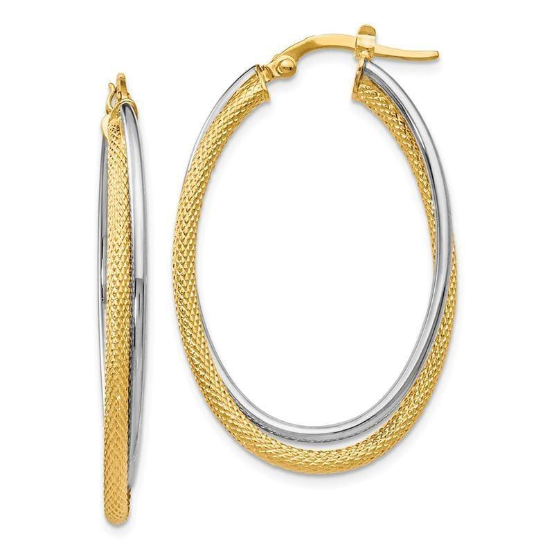 Leslies 14K Polished Textured Oval Hoop Earrings - Seattle Gold Grillz