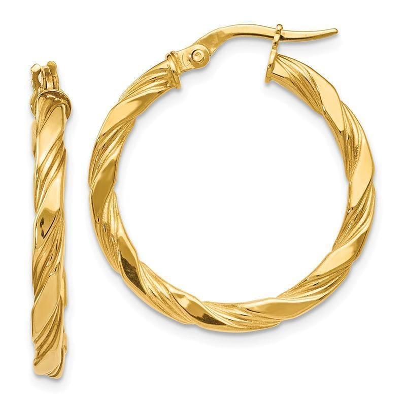 Leslies 14k Polished Textured Twisted Hoop Earrings - Seattle Gold Grillz