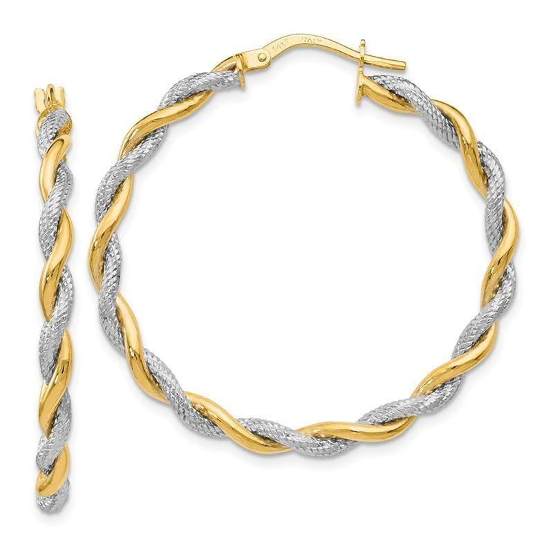 Leslies 14k Rhodium-plated Textured Twisted Hoop Earrings - Seattle Gold Grillz