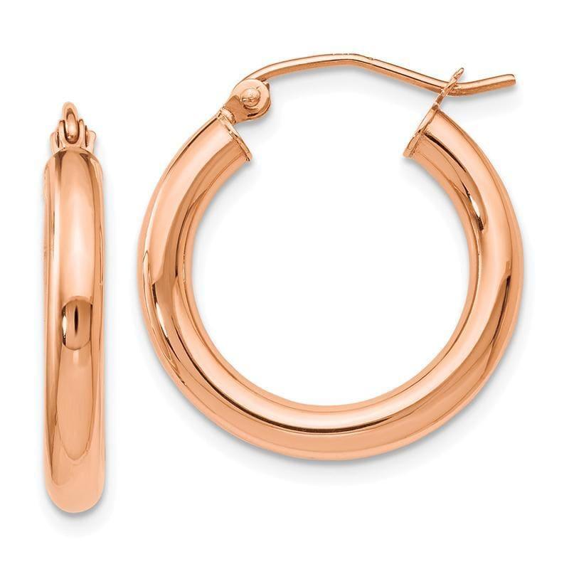 Leslies 14K Rose Gold 3mm Polished Hoop Earrings - Seattle Gold Grillz