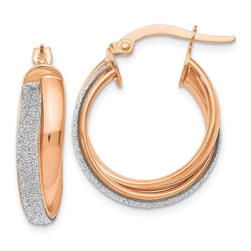 Leslies 14k Rose Gold Fancy Glimmer Infused Hoop Earrings - Seattle Gold Grillz