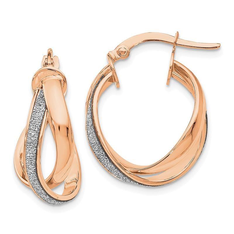Leslies 14k Rose Gold Glimmer Infused Polished Twisted Hoop Earrings - Seattle Gold Grillz