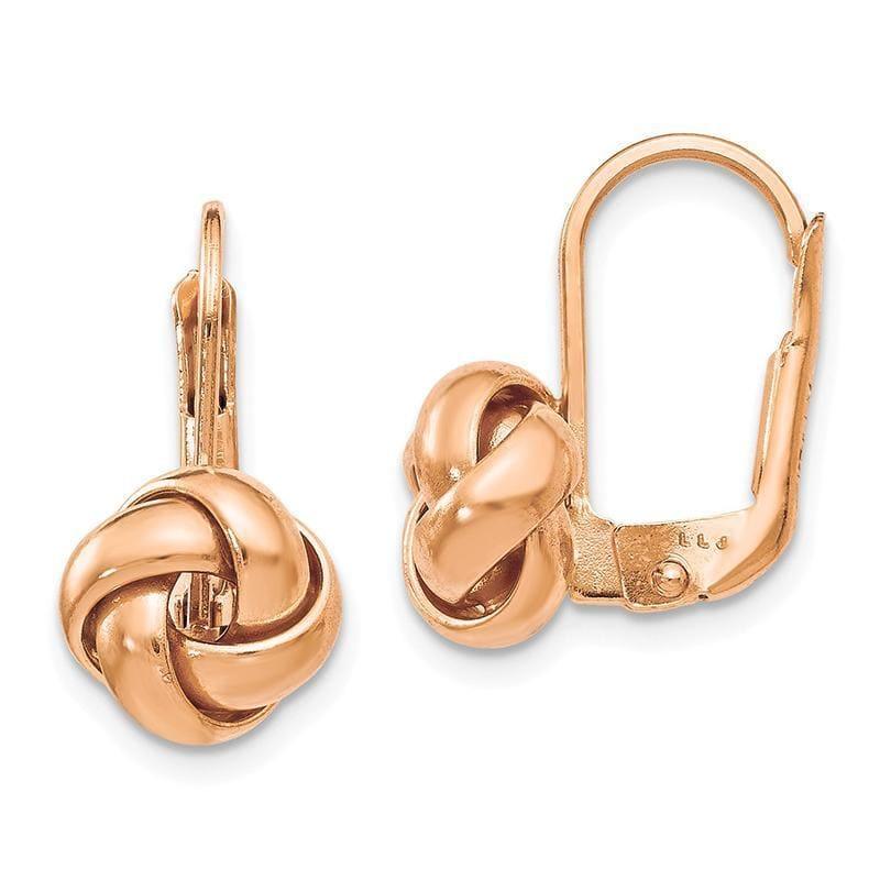 Leslies 14k Rose Gold Polished Love Knot Leverback Earrings - Seattle Gold Grillz