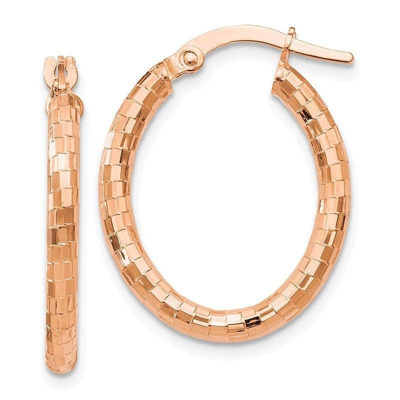 Leslies 14k Rose Gold Textured Oval Hoop Earrings - Seattle Gold Grillz