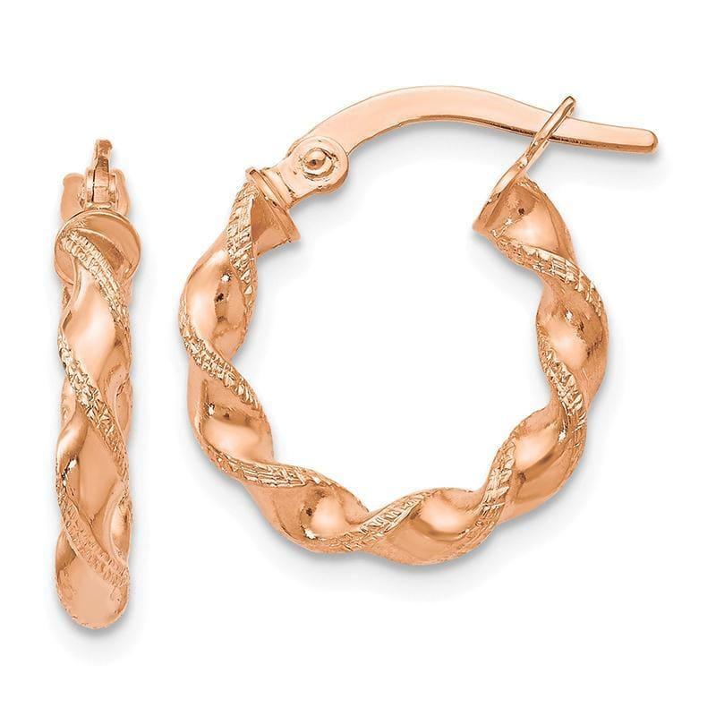 Leslies 14k Rose Gold Twisted Hoop Earrings - Seattle Gold Grillz