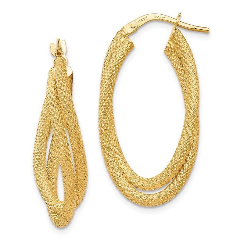 Leslies 14k Textured Fancy Hoop Earrings - Seattle Gold Grillz