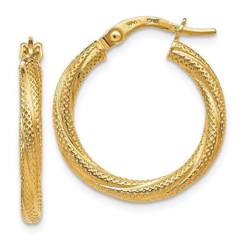 Leslies 14k Textured Hoop Earrings - Seattle Gold Grillz