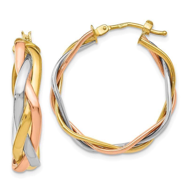 Leslies 14k Tri-color Braided Hoop Earrings - Seattle Gold Grillz