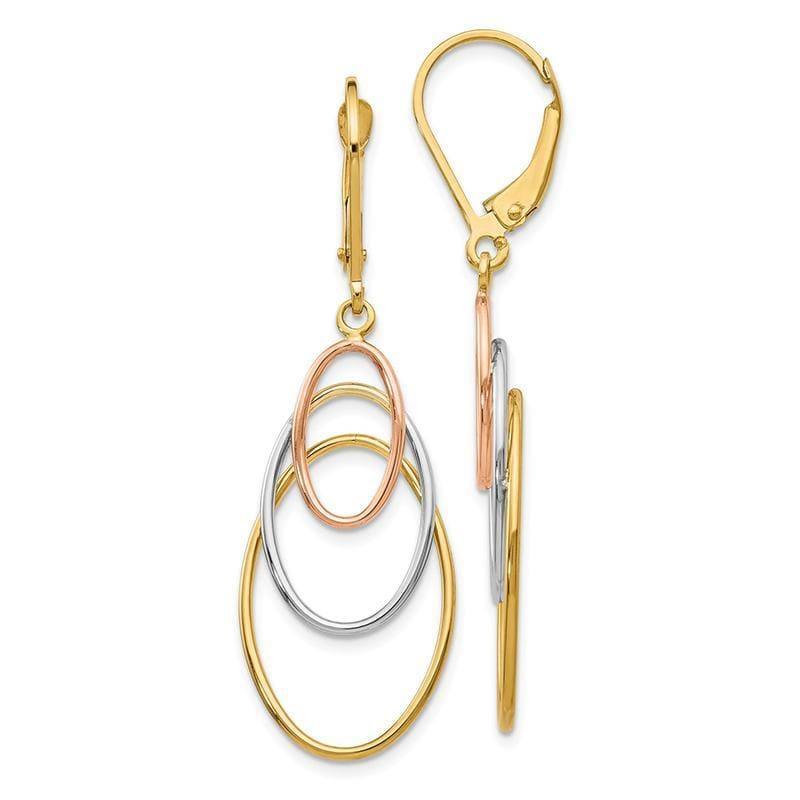 Leslies 14k Tri-color Dangle Leverback Earrings - Seattle Gold Grillz
