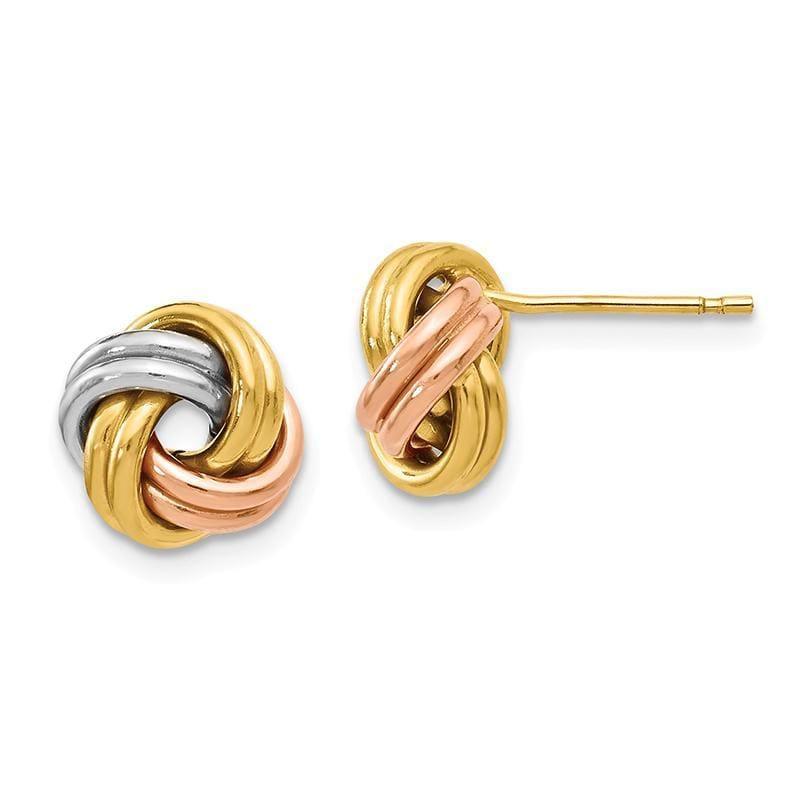 Leslies 14k Tri-Color Polished Love Knot Post Earrings - Seattle Gold Grillz