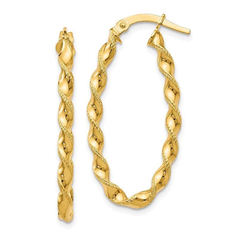 Leslies 14K Twisted Oval Hoop Earrings - Seattle Gold Grillz