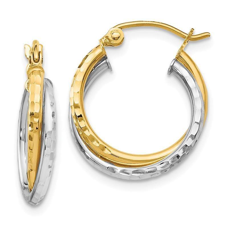 Leslies 14K Two-tone Diamond-cut Hinged Hoop Earrings - Seattle Gold Grillz