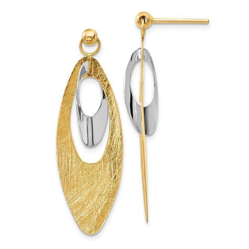 Leslies 14k Two-tone Polish & Scratch Finish Fancy Reversible Post Earrings - Seattle Gold Grillz