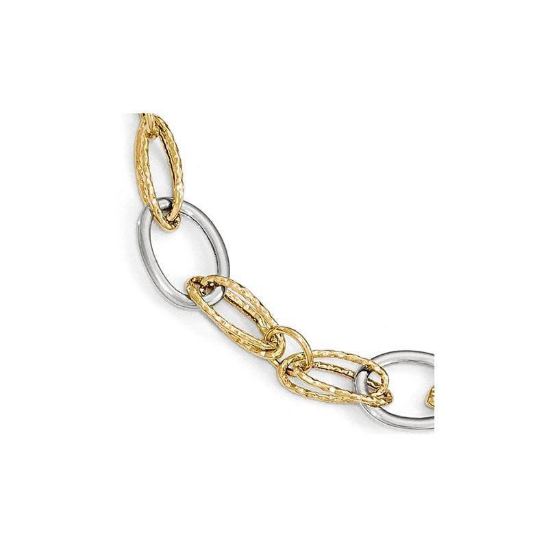 Leslies 14k Two-tone Polished & Textured Fancy Link Bracelet - Seattle Gold Grillz