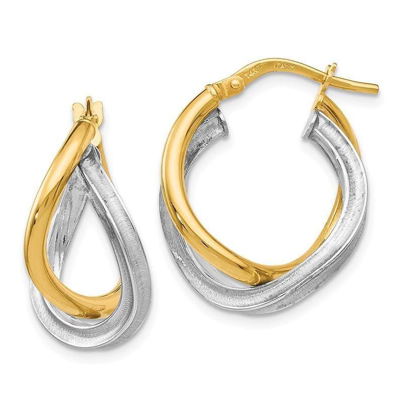 Leslies 14K Two-Tone Polished & Textured Hoop Earrings - Seattle Gold Grillz