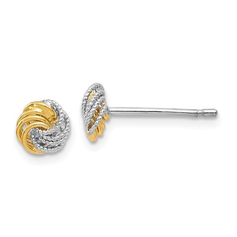 Leslies 14k Two-tone Polished and Textured Love Knot Post Earrings - Seattle Gold Grillz