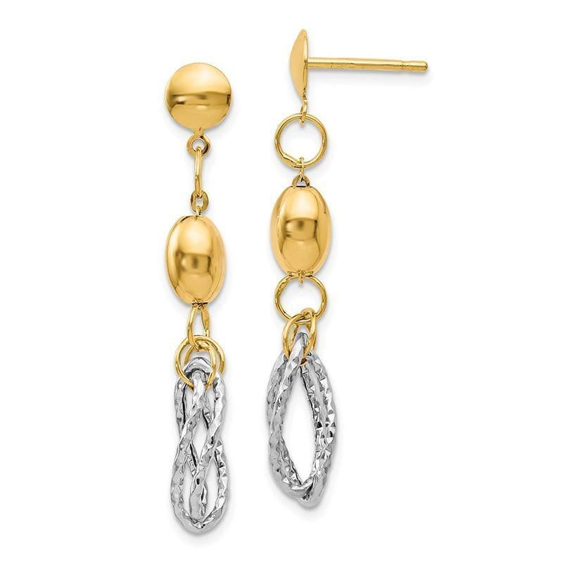 Leslies 14k Two-tone Polished and Textured Post Dangle Earrings - Seattle Gold Grillz