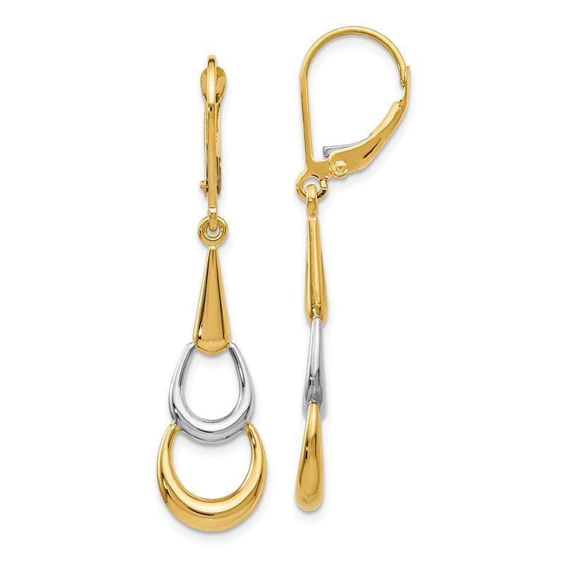 Leslies 14k Two-tone Polished Dangle Leverback Earrings - Seattle Gold Grillz