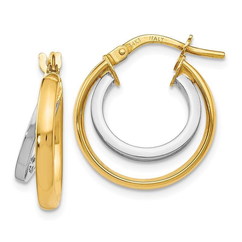 Leslies 14k Two-tone Polished Double Hinged Hoop Earrings - Seattle Gold Grillz