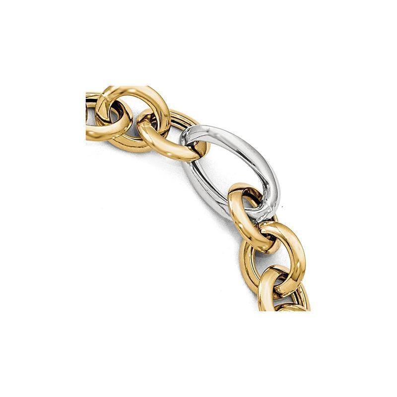 Leslies 14k Two-tone Polished Fancy Link Bracelet - Seattle Gold Grillz