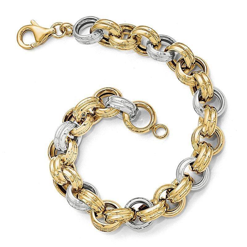 Leslies 14k Two-tone Polished Fancy Link Bracelet - Seattle Gold Grillz