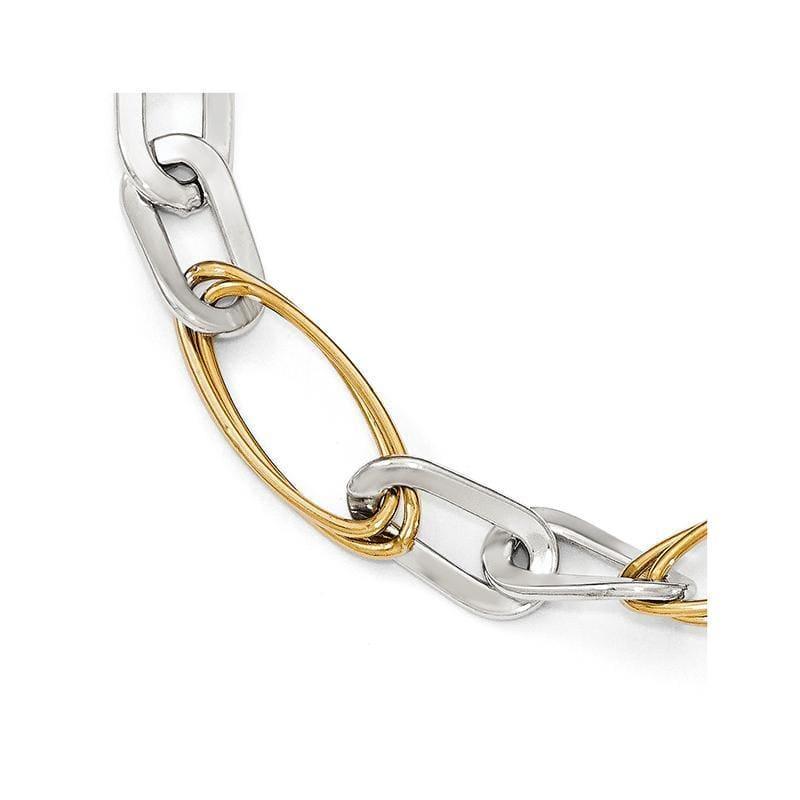 Leslies 14k Two-tone Polished Fancy Link Bracelet - Seattle Gold Grillz