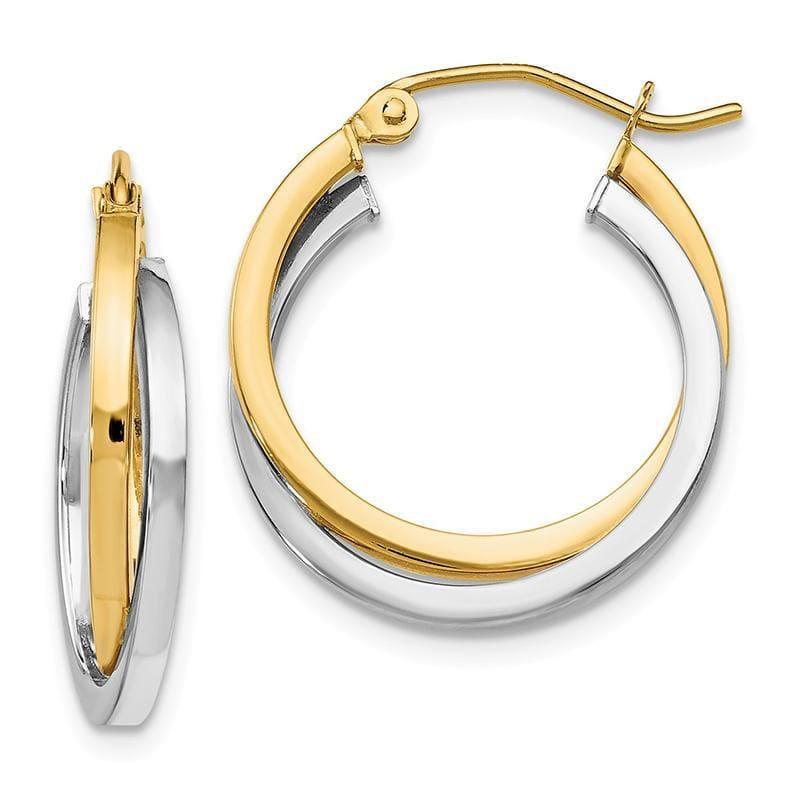 Leslies 14K Two-tone Polished Hinged Hoop Earrings - Seattle Gold Grillz