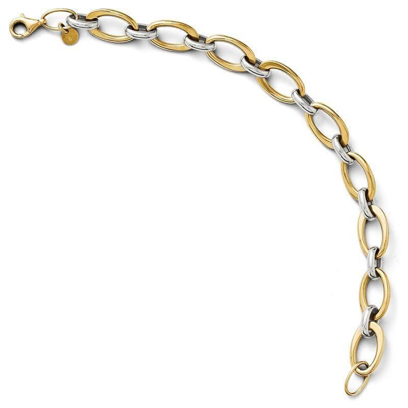 Leslies 14k Two-tone Polished Link Bracelet - Seattle Gold Grillz