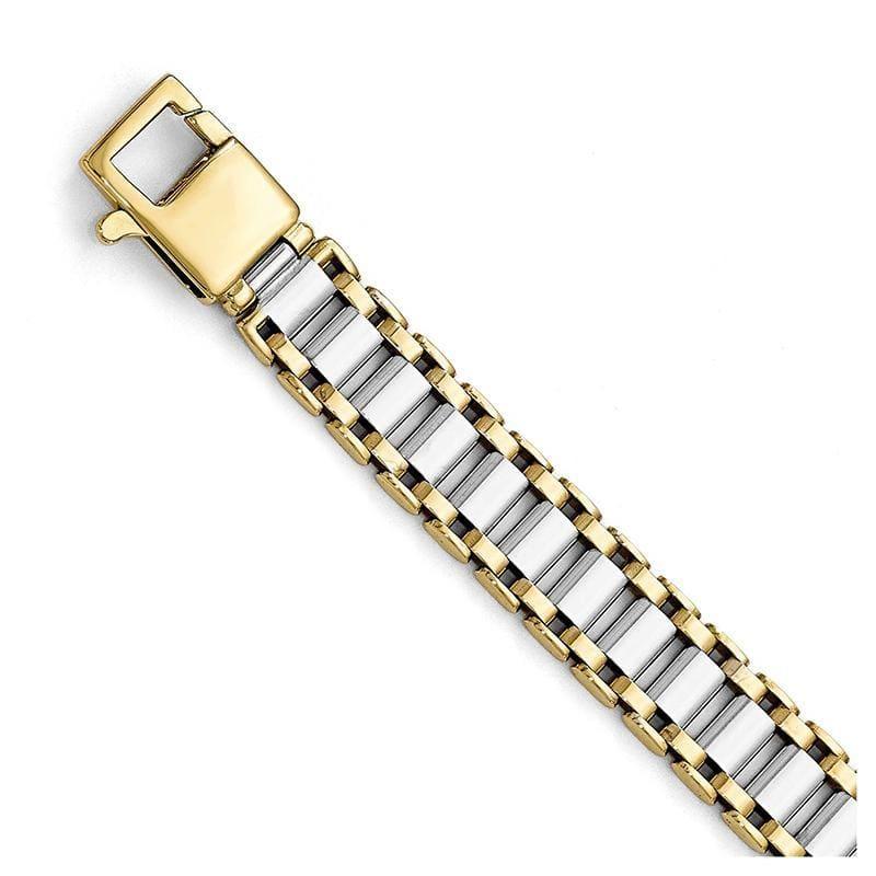 Leslies 14k Two-tone Polished Link Mens Bracelet - Seattle Gold Grillz