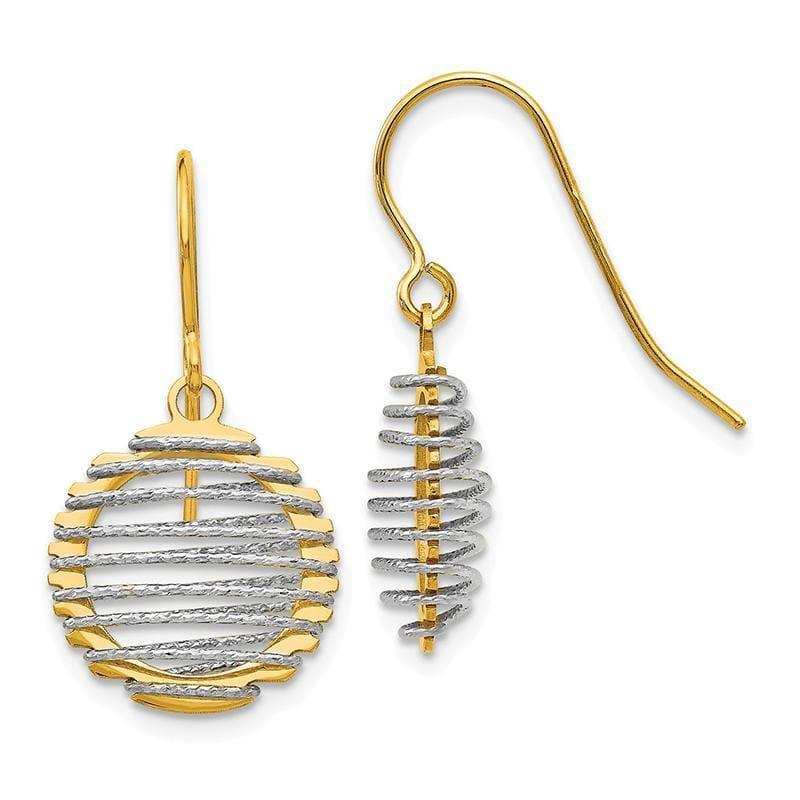Leslies 14k Two-tone Wire Wrapped Dangle Shephered Hook Earrings - Seattle Gold Grillz