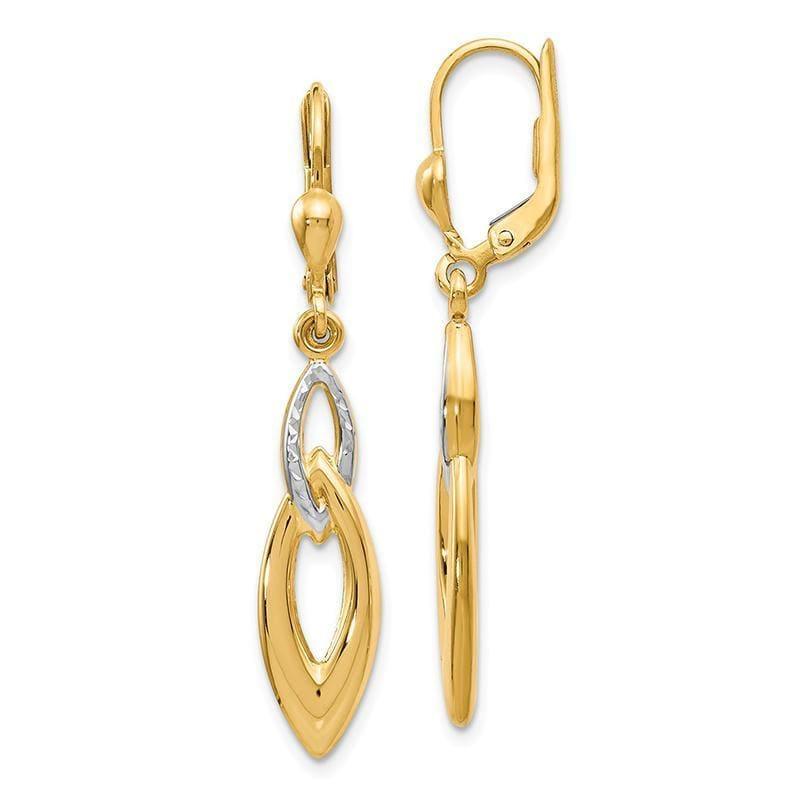 Leslies 14k w-White Rhodium Diamond-cut Leverback Earrings - Seattle Gold Grillz