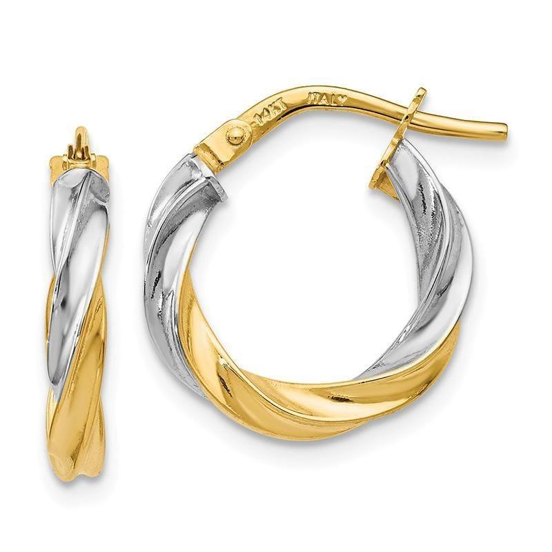 Leslies 14K w- White Rhodium Plating Polished Hoop Earrings - Seattle Gold Grillz