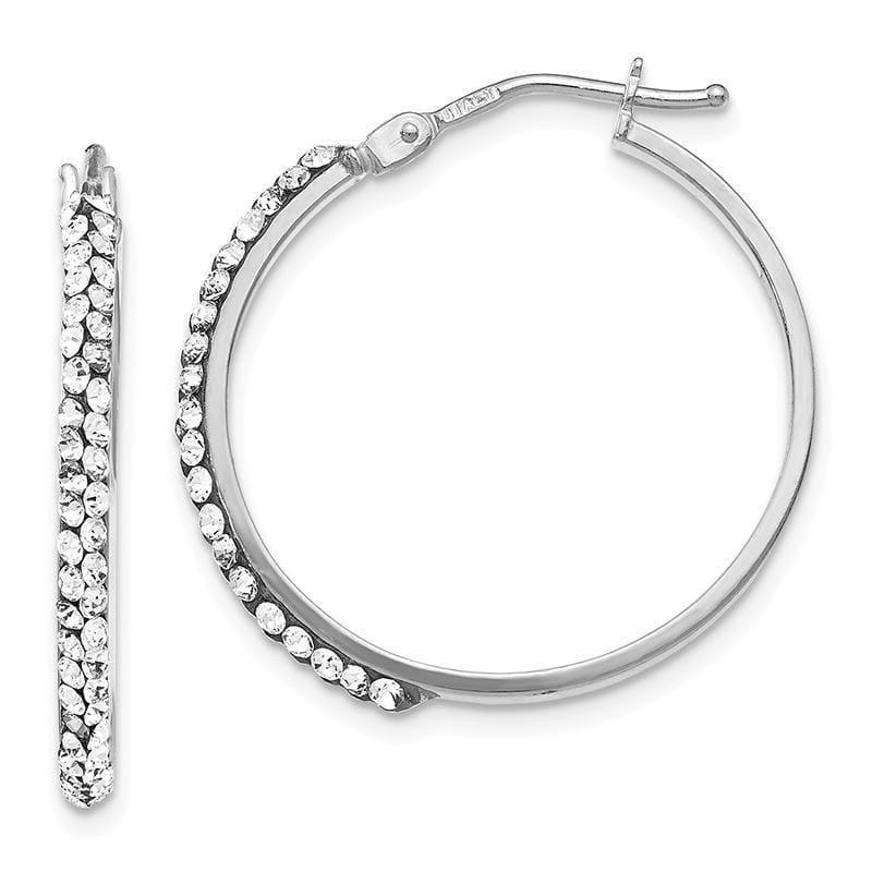 Leslies 14k White Gold Crystals from Swarovski Polished Hoop Earrings - Seattle Gold Grillz