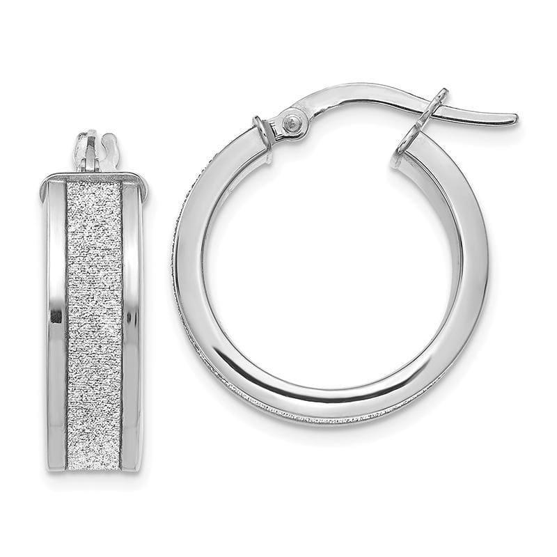 Leslies 14k White Gold Fancy Glimmer Infused Hoop Earrings - Seattle Gold Grillz