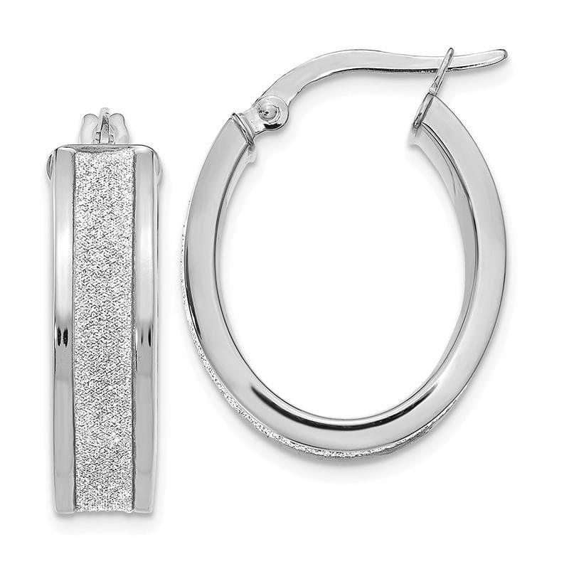 Leslies 14k White Gold Fancy Glimmer Infused Oval Hoop Earrings - Seattle Gold Grillz