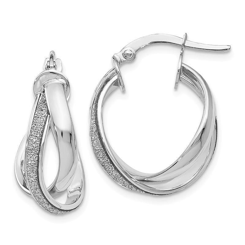 Leslies 14k White Gold Glimmer Infused Polished Twisted Hoop Earrings - Seattle Gold Grillz