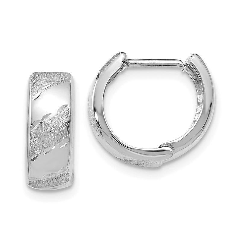 Leslies 14k White Gold Polished and Satin Hinged Hoop Earrings - Seattle Gold Grillz