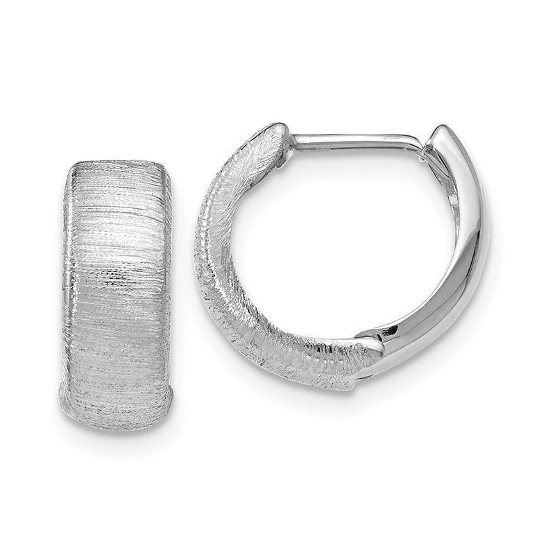 Leslies 14k White Gold Polished & Textured Hinged Hoop Earrings - Seattle Gold Grillz
