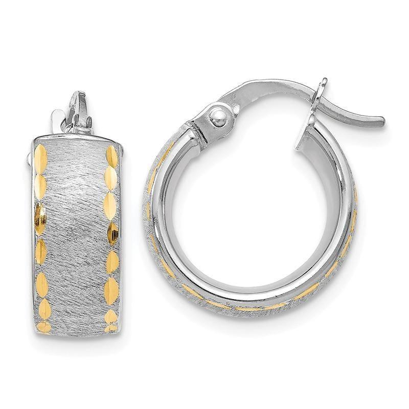 Leslies 14k White Gold Polished D-C Brushed Small Hoop Earrings - Seattle Gold Grillz