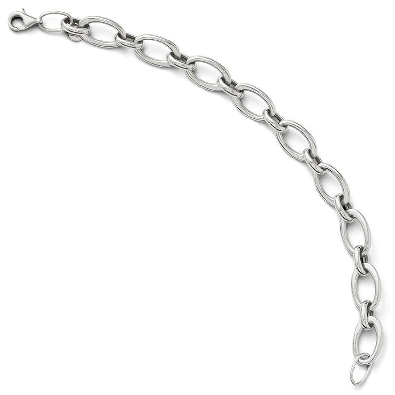 Leslies 14k White Gold Polished Link Bracelet - Seattle Gold Grillz