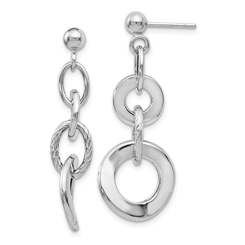Leslies 14k White Gold Polished Textured Post Dangle Earring - Seattle Gold Grillz