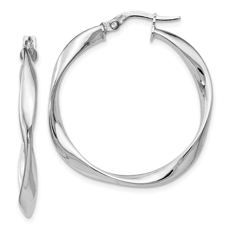 Leslies 14k White Gold Polished Twisted Hoop Earrings - Seattle Gold Grillz